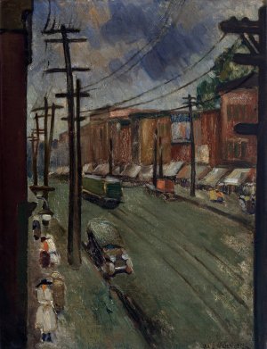 Main Street, Montreal by Louis Wiesenberg Oil Painting