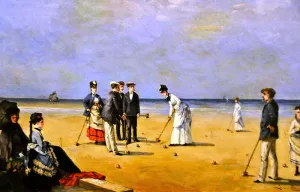 A Game of Croquet by Louise Abbema - Oil Painting Reproduction