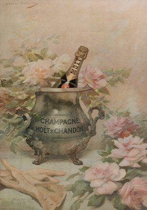 Affiche publicitaire pour Moet and Chandon by Louise Abbema Oil Painting