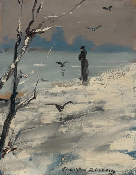 Main Product Photo of An Elegant Woman, Said To Be Sarah Bernhardt, On A Winter's Walk Painting by Louise Abbema