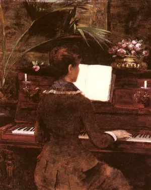 At the Piano by Louise Abbema Oil Painting