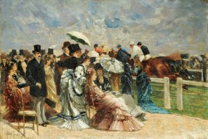 At the races by Louis Abel-Truchet Oil Painting