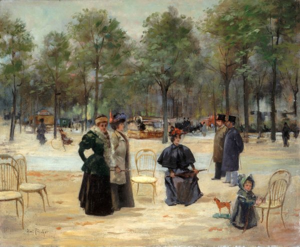 Aux Champs-elysees  by Louis Abel-Truchet - Hand-Painted Oil Painting Reproduction