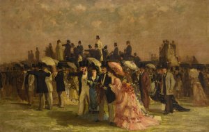 Elegant Women At The Races by Louis Abel-Truchet Oil Painting