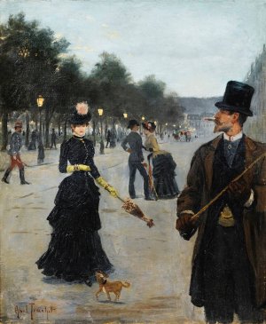 Elegants Wandering In Paris by Louis Abel-Truchet Oil Painting