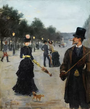 Elegants Wandering In Paris by Louis Abel-Truchet Oil Painting