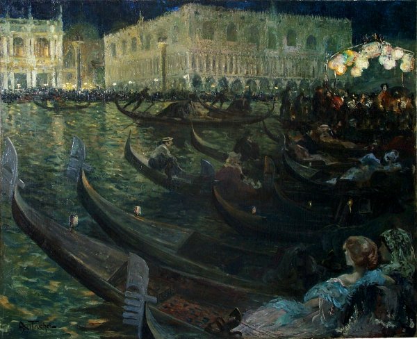 La Festa Del Redentore, Venice by Louis Abel-Truchet - Hand-Painted Oil Painting Reproduction