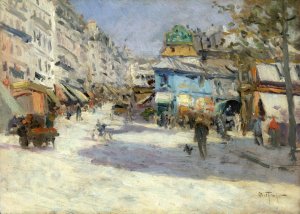 La rue Lepic, l'angle de la rue Puget et la place Blanche by Louis Abel-Truchet Oil Painting
