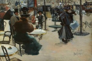 Scene de rue, dit aussi Terrasse d'un cafe by Louis Abel-Truchet Oil Painting