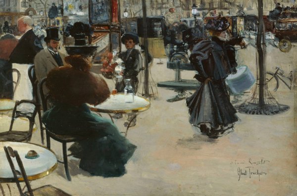 Scene de rue, dit aussi Terrasse d'un cafe  by Louis Abel-Truchet - Hand-Painted Oil Painting Reproduction