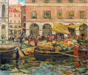 The Vegetable Market In Venice by Louis Abel-Truchet Oil Painting