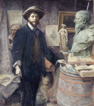 Portrait de Jean Carries dans son atelier by Louise Catherine Breslau Oil Painting