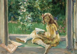 Young Girl Reading By A Window by Louise Catherine Breslau Oil Painting
