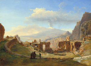 The Roman Theater at Taormina by Louise-Josephine Sarazin De Belmont Oil Painting
