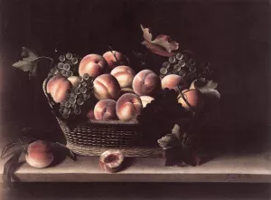 Basket with Peaches and Grapes by Louise Moillon Oil Painting