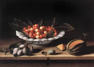 Cup of Cherries and Melon Oil painting by Louise Moillon