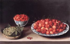 Still-Life with Cherries, Strawberries and Gooseberries by Louise Moillon Oil Painting