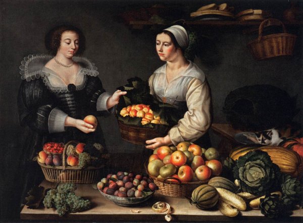 Main Product Photo of The Fruit and Vegetable Costermonger Painting by Louise Moillon