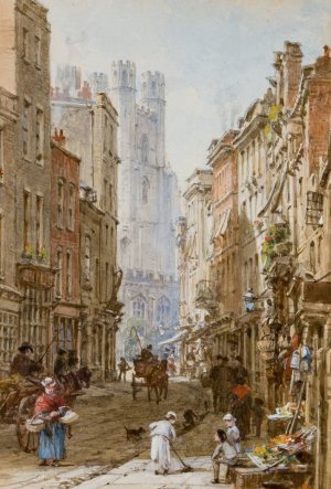 Market Street, Cambridge by Louise Rayner Oil Painting