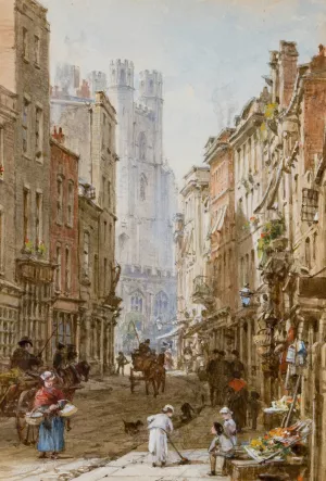 Market Street, Cambridge by Louise Rayner Oil Painting