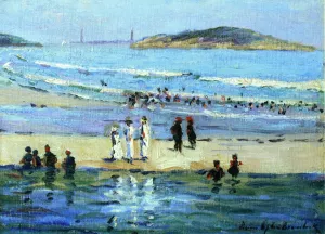 Bathers Along the Shore by Louise Upton Brumback Oil Painting