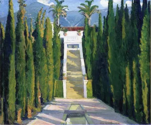 Garden at Santa Barbara by Louise Upton Brumback - Oil Painting Reproduction