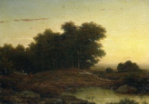 View in the Woods at Sunset by Louwrens Hanedoes Oil Painting