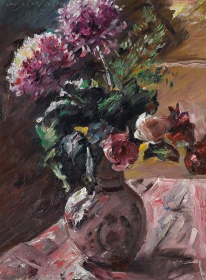 Chrysanthemen Und Rosen Im Krug by Lovis Corinth Oil Painting