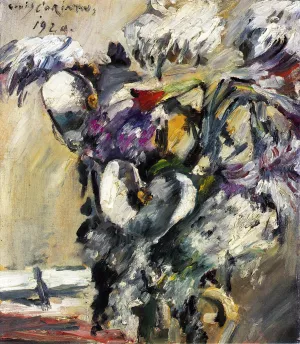 Chrysanthemms and Calla Oil painting by Lovis Corinth