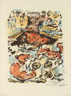 Die Fuchsin Ermelyn Mit Ihren Kindern Im Fuchsbau Malepartus by Lovis Corinth Oil Painting