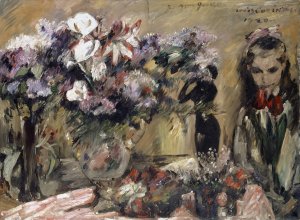 Flowers And Daughter Wilhelmine by Lovis Corinth Oil Painting