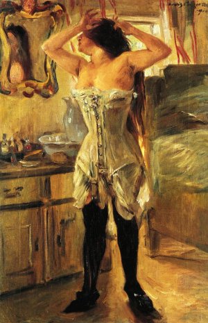 In a Corset by Lovis Corinth Oil Painting