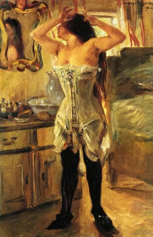 In a Corset by Lovis Corinth Oil Painting