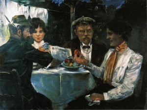 In Max Halbe's Garden Oil painting by Lovis Corinth