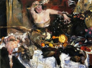 Large Still Life with Figure also known as Birthday Picture Oil painting by Lovis Corinth
