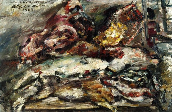 Meat and Fish at Hiller's Berlin by Lovis Corinth - Hand-Painted Oil Painting Reproduction