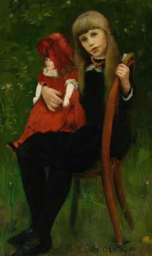 Portrait of Anna Schaumburg with a doll by Lovis Corinth Oil Painting