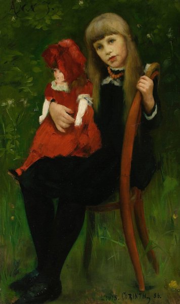 Portrait of Anna Schaumburg with a doll  by Lovis Corinth - Hand-Painted Oil Painting Reproduction