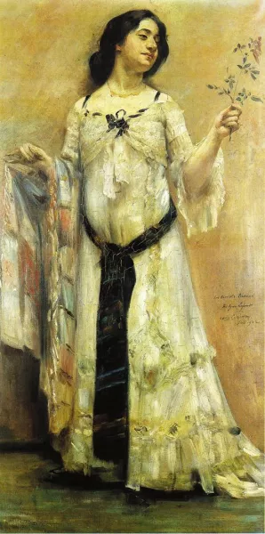 Portrait of Charlotte Berend in a White Dress by Lovis Corinth - Oil Painting Reproduction