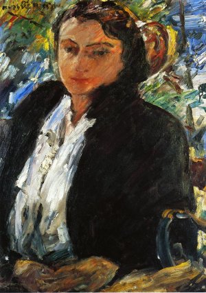 Portrait of Charlotte Berene-Corinth in a Green Velvet Jacket Oil painting by Lovis Corinth