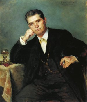 Portrait of Franz Heinrich Corinth with a Glass of Wine Oil painting by Lovis Corinth