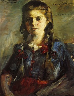 Portrait of Wilhelmine with Her Hair in Braids Oil painting by Lovis Corinth