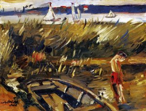 Punt in the Reeds at Muritzsee Oil painting by Lovis Corinth