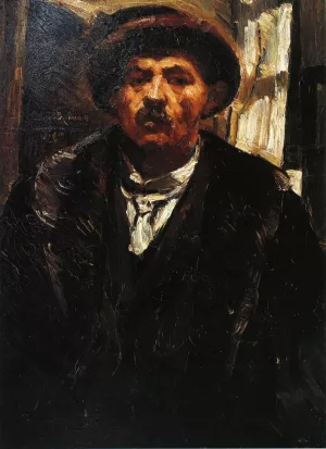 Self Portrait in a Fur Coat and a Fur Cap painting by Lovis Corinth