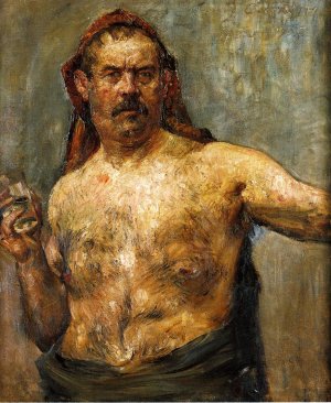 Self Portrait with a Glass Oil painting by Lovis Corinth