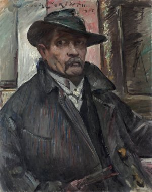 Self-Portrait with Hat and Coat by Lovis Corinth Oil Painting