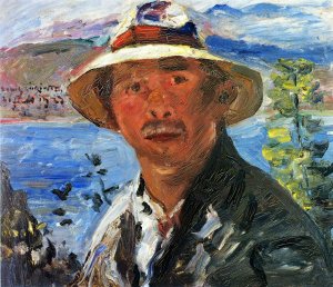 Self Portrait with Straw Hat by Lovis Corinth Oil Painting