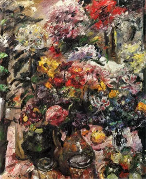 Still Life with Chrysanthemums and Amaryllis by Lovis Corinth - Oil Painting Reproduction