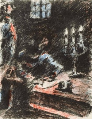 Torgau. Der Konig schreibt auf den Stufen des Altars Oil painting by Lovis Corinth