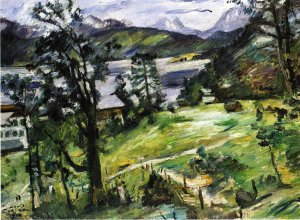 Walchensee Landscape with a Larch Oil painting by Lovis Corinth